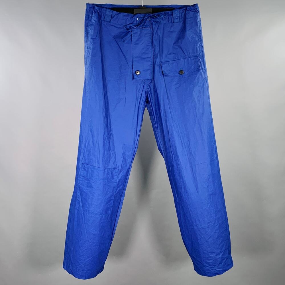 WALTER VAN BEIRENDONCK 32 Blue Polyurethane Blend Oversized Cargo Casual Pants